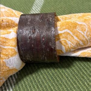 Antique vintage birch wood bark hand carved napkin ring